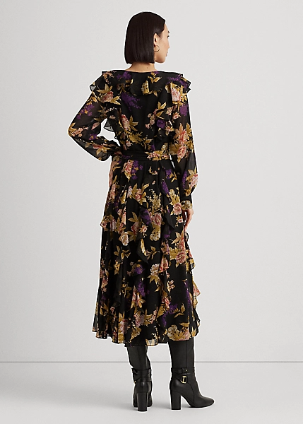 Robe Volantée En Georgette Fleurie 4 Robe Volantée En Georgette Fleurie – Image 4