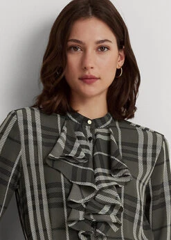 Robe-chemise écossaise Volants Georgette 9 Robe-chemise écossaise Volants Georgette -LOLY Femme Vetements Magasin s7 1494032 alternate4