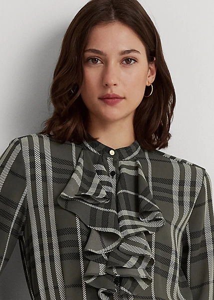 Robe-chemise écossaise Volants Georgette 5 Robe-chemise écossaise Volants Georgette – Image 5