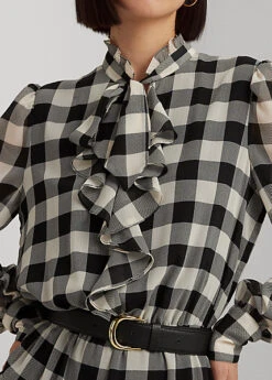 Robe Volantée Carreaux Buffalo Georgette -LOLY Femme Vetements Magasin s7 1494035 alternate4