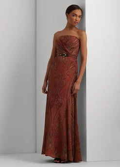 Robe Bustier Ceinturée à Motif Georgette