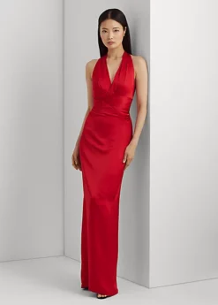 Robe Plissée Dos Nu Charmeuse De Satin