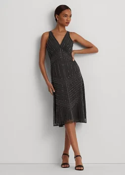 Robe De Cocktail Sans Manches Perlée