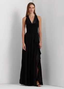 Robe Sans Manches En Crêpe Et Georgette