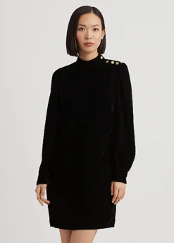 Robe Col Cheminée Boutonnée En Velours -LOLY Femme Vetements Magasin s7 1494164 alternate1