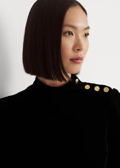 Robe Col Cheminée Boutonnée En Velours -LOLY Femme Vetements Magasin s7 1494164 alternate4