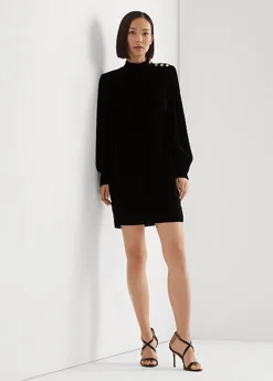 Robe Col Cheminée Boutonnée En Velours -LOLY Femme Vetements Magasin s7 1494164 alternate5