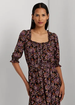 Robe Fleurie à Smocks En Crêpe Bulle 7 Robe Fleurie à Smocks En Crêpe Bulle -LOLY Femme Vetements Magasin s7 1494178 alternate1