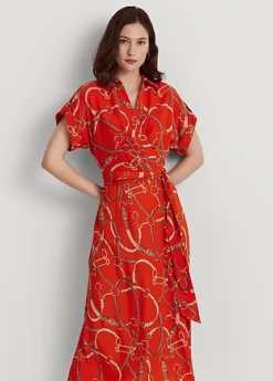 Robe Ceinturée à Motif Brides En Crêpe -LOLY Femme Vetements Magasin s7 1494212 alternate1