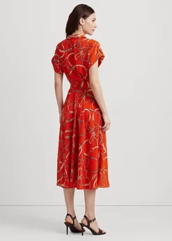 Robe Ceinturée à Motif Brides En Crêpe -LOLY Femme Vetements Magasin s7 1494212 alternate3