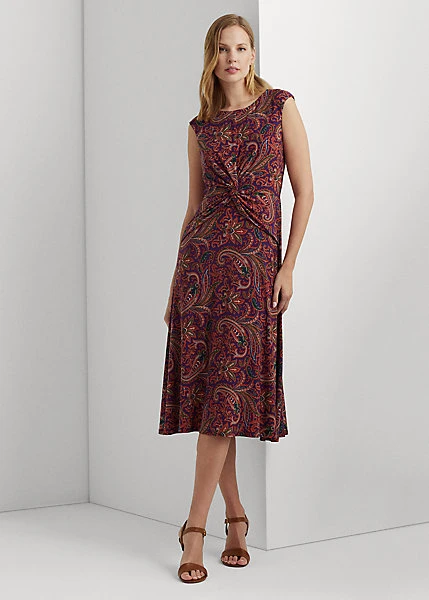 Robe Torsadée Motif Cachemire En Jersey 1 Robe Torsadée Motif Cachemire En Jersey