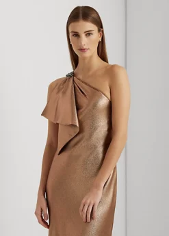 Robe Asymétrique En Charmeuse Métallisée -LOLY Femme Vetements Magasin s7 1494229 alternate1