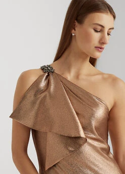 Robe Asymétrique En Charmeuse Métallisée -LOLY Femme Vetements Magasin s7 1494229 alternate4