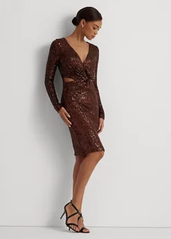 Robe De Cocktail Torsadée à Sequins