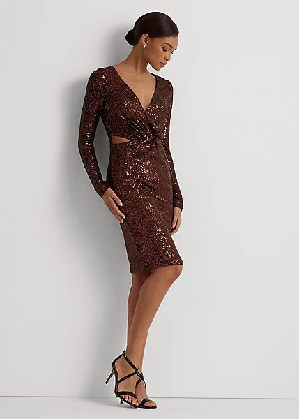 Robe De Cocktail Torsadée à Sequins 1 Robe De Cocktail Torsadée à Sequins