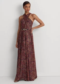 Robe Dos Nu Mousseline Soie Métallisée