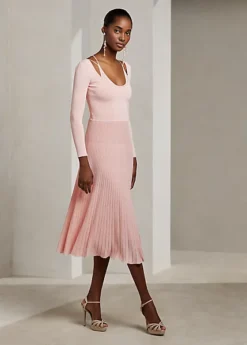 Robe à Encolure Dégagée En Pointelle