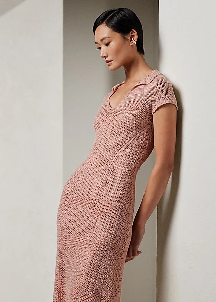 Robe Polo à Mancherons En Soie Crochetée 3 Robe Polo à Mancherons En Soie Crochetée – Image 3