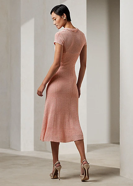 Robe Polo à Mancherons En Soie Crochetée 4 Robe Polo à Mancherons En Soie Crochetée – Image 4