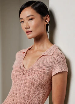 Robe Polo à Mancherons En Soie Crochetée 9 Robe Polo à Mancherons En Soie Crochetée -LOLY Femme Vetements Magasin s7 1499855 alternate4