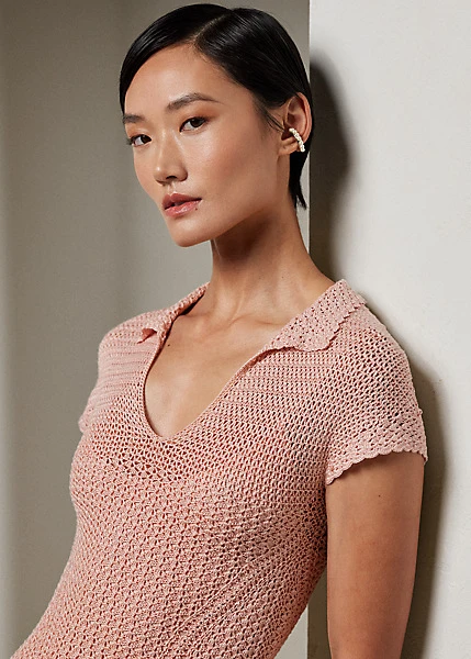 Robe Polo à Mancherons En Soie Crochetée 5 Robe Polo à Mancherons En Soie Crochetée – Image 5