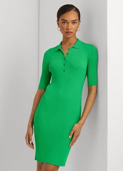 Robe-pull Polo Côtelée 8 Robe-pull Polo Côtelée -LOLY Femme Vetements Magasin s7 1500513 alternate1