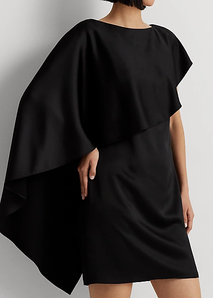 Robe De Cocktail à Cape En Satin 5 Robe De Cocktail à Cape En Satin – Image 5