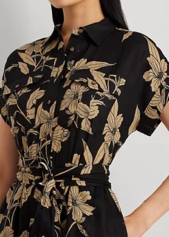 Robe-chemise Fleurie Ceinturée En Lin 9 Robe-chemise Fleurie Ceinturée En Lin -LOLY Femme Vetements Magasin s7 1500760 alternate4