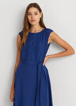 Robe Ceinturée Mancherons En Crêpe -LOLY Femme Vetements Magasin s7 1500820 alternate1