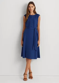 Robe Ceinturée Mancherons En Crêpe