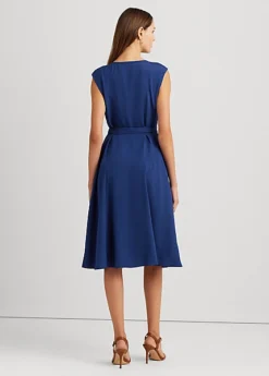 Robe Ceinturée Mancherons En Crêpe -LOLY Femme Vetements Magasin s7 1500820 alternate3