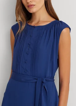 Robe Ceinturée Mancherons En Crêpe -LOLY Femme Vetements Magasin s7 1500820 alternate4