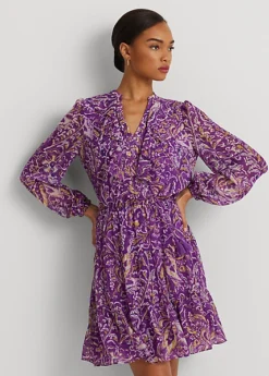 Robe Manches Effet Blousant En Georgette 7 Robe Manches Effet Blousant En Georgette -LOLY Femme Vetements Magasin s7 1502749 alternate1