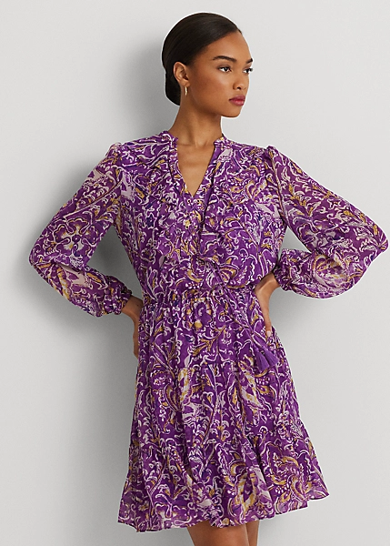 Robe Manches Effet Blousant En Georgette 3 Robe Manches Effet Blousant En Georgette – Image 3