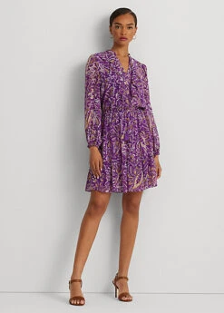 Robe Manches Effet Blousant En Georgette