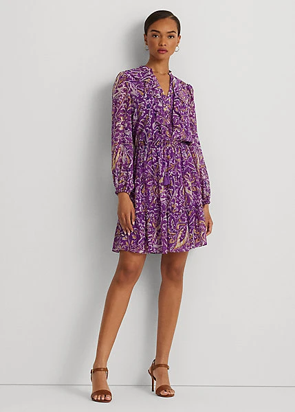 Robe Manches Effet Blousant En Georgette 1 Robe Manches Effet Blousant En Georgette