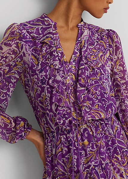 Robe Manches Effet Blousant En Georgette 5 Robe Manches Effet Blousant En Georgette – Image 5