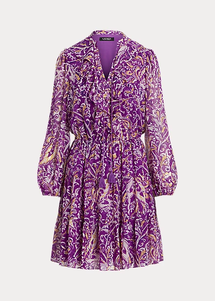 Robe Manches Effet Blousant En Georgette 2 Robe Manches Effet Blousant En Georgette – Image 2