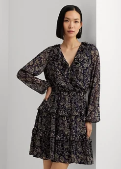 Robe Col En V Croisé Georgette Froissée -LOLY Femme Vetements Magasin s7 1502751 alternate1