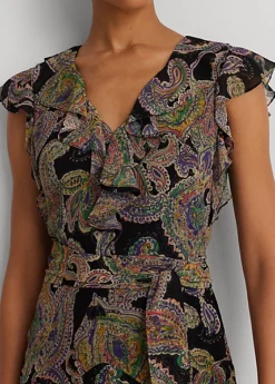 Robe Ceinturée Motif Cachemire Georgette -LOLY Femme Vetements Magasin s7 1502822 alternate4