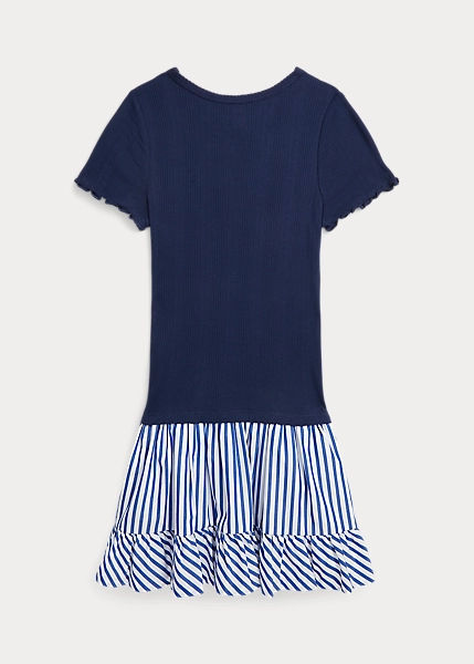 Robe Maille Pointelle Avec Jupe Tissée 2 Robe Maille Pointelle Avec Jupe Tissée – Image 2