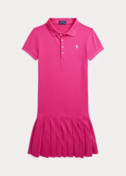 Robe Polo Plissée En Piqué Stretch